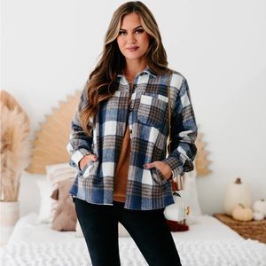 Blue Plaid Shacket-NanaMacs